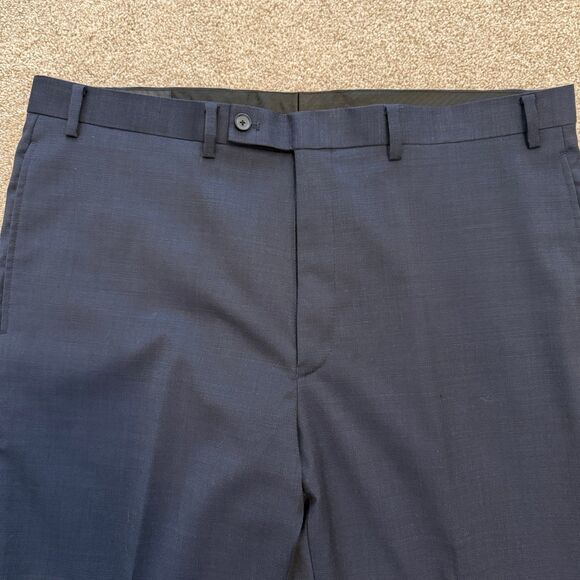 Claiborne Wool Blend Navy Blue Dress Slacks Flat Front Straight Leg Size 38Wx32L - Picture 4 of 8